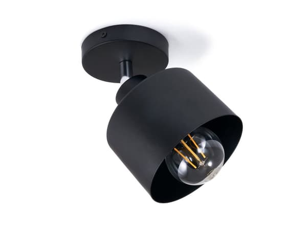 LED-loftspotlight, LED-kablet lampe, vægspotlight med 1 flamme, 1x E27 sort LED, retro (LW18)