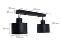 Miniatyrbillede 5 af 10: LED-loftspotlight, LED-kablet belysning, vægspotlight med 2 lyskilder, sort LED 2x E27, retro (LW22)