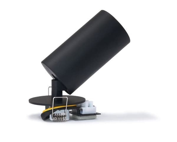 LED indbygget spotlight med 1 flamme, drejelig og vipbar, rund, sort aluminium, ideel til LED-lamper, Lungo 1x
