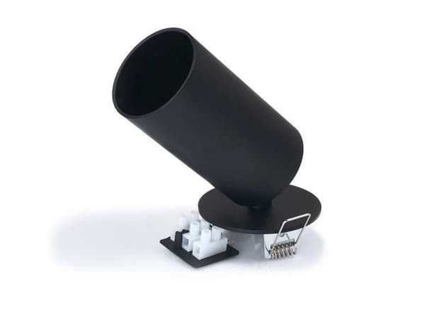 LED indbygget spotlight med 1 flamme, drejelig og vipbar, rund, sort aluminium, ideel til LED-lamper, Lungo 1x