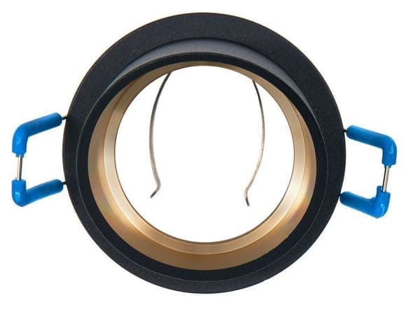 LED indbygget spotlight, rund LED indbygget spotlight i sort aluminium ideel til LED-pærer + GU10-fatning Lori