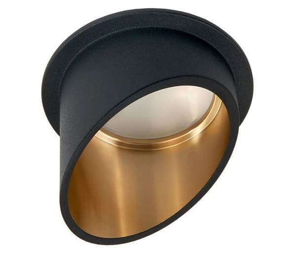 LED indbygget spotlight, rund LED indbygget spotlight i sort aluminium ideel til LED-pærer + GU10-fatning Lori