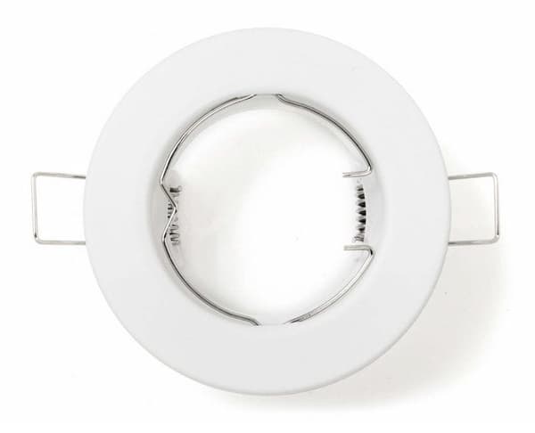 LED-uppovalaisin, pyöreä, metallinen, valkoinen, ihanteellinen GU10 50 mm:n LED-lampuille + GU10-kanta, Tasi