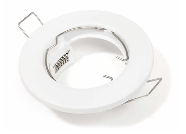 LED-uppovalaisin, pyöreä, metallinen, valkoinen, ihanteellinen GU10 50 mm:n LED-lampuille + GU10-kanta, Tasi
