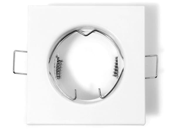 Indbygget LED-spotlight firkantet metalhvid ideel til GU10 50 mm LED-pærer + GU10 Atis-fatning