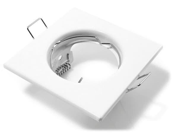 Indbygget LED-spotlight firkantet metalhvid ideel til GU10 50 mm LED-pærer + GU10 Atis-fatning