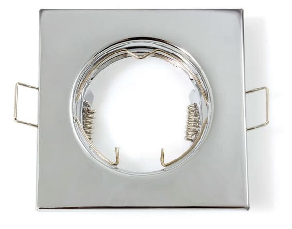 Indbygget LED-spotlight firkantet metal krom ideel til GU10 50 mm LED-pærer + GU10 Atis-fatning