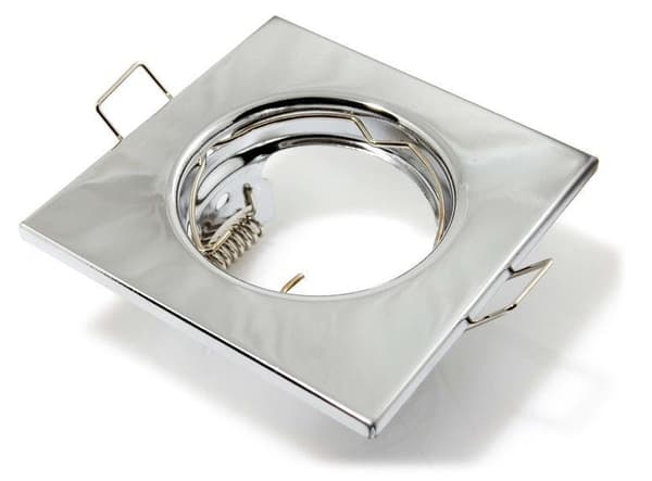 Indbygget LED-spotlight firkantet metal krom ideel til GU10 50 mm LED-pærer + GU10 Atis-fatning