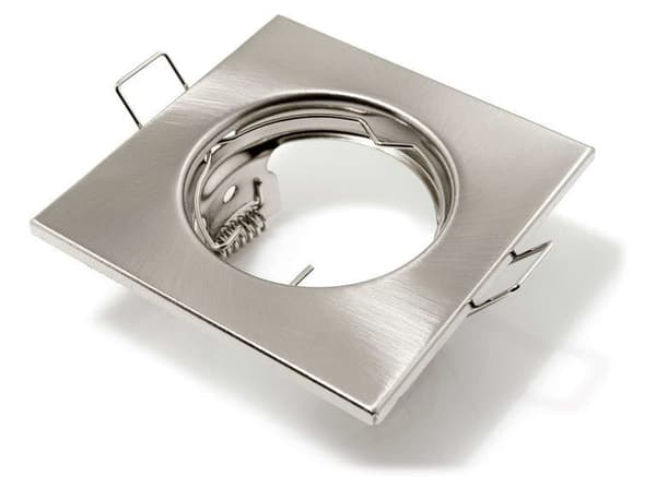 Upotettava LED-kohdevalaisin, neliönmuotoinen, metalli, satiinipinta, ihanteellinen GU10 50 mm:n LED-lampuille + GU10 Atis -kanta