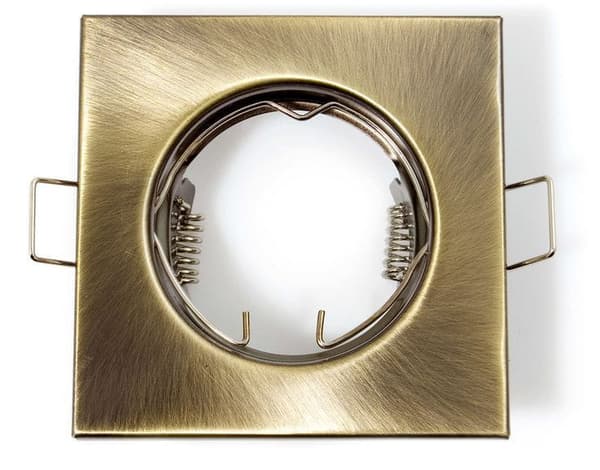Indbygget LED-spotlight firkantet metal mat messing ideel til 50 mm GU10 LED + GU10-fatning Atis