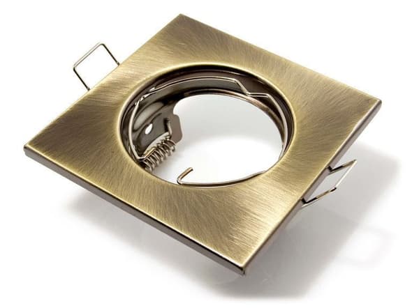 Indbygget LED-spotlight firkantet metal mat messing ideel til 50 mm GU10 LED + GU10-fatning Atis