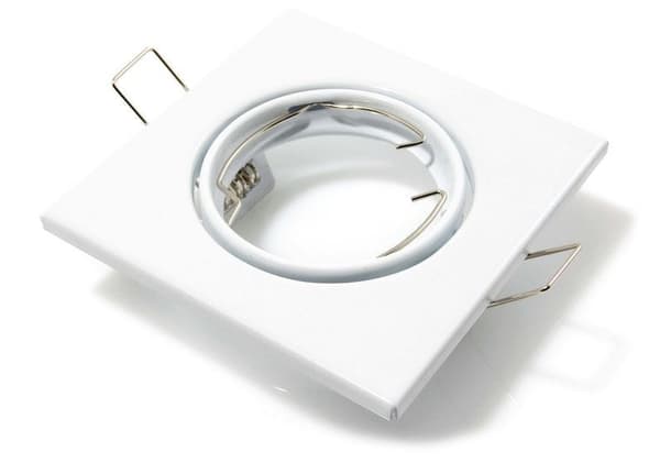 Drejelig LED indbygget spotlight firkantet metal hvid ideel til GU10 50mm LED-pærer + GU10 Sati-fatning