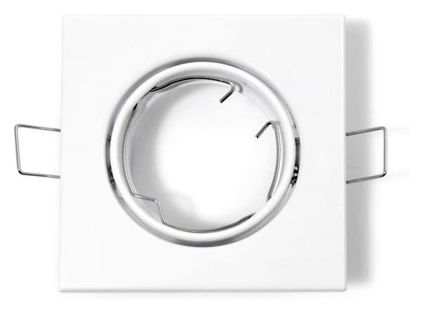 Drejelig LED indbygget spotlight firkantet metal hvid ideel til GU10 50mm LED-pærer + GU10 Sati-fatning
