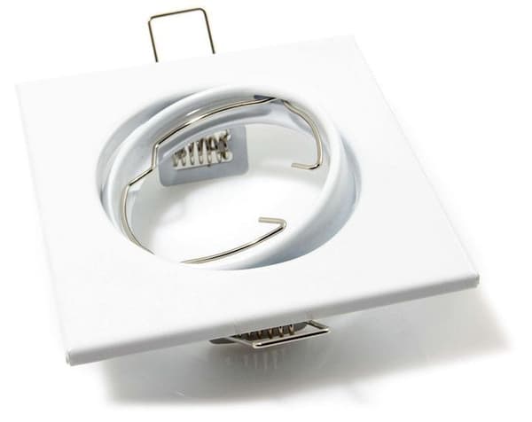 Drejelig LED indbygget spotlight firkantet metal hvid ideel til GU10 50mm LED-pærer + GU10 Sati-fatning