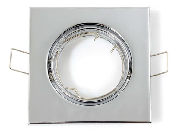 Drejelig LED indbygget spotlight firkantet metal krom ideel til GU10 50mm LED-pærer + GU10 Sati-fatning