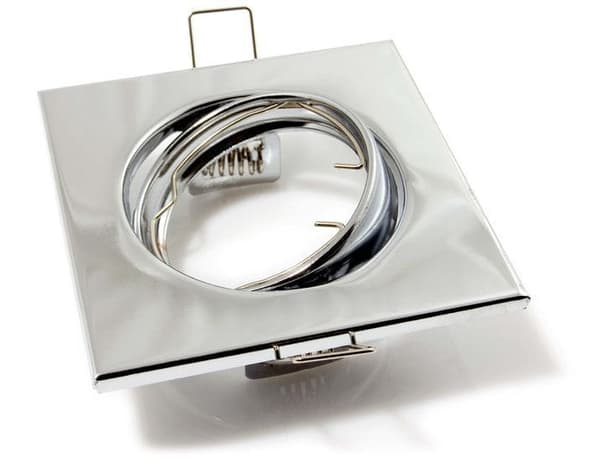 Drejelig LED indbygget spotlight firkantet metal krom ideel til GU10 50mm LED-pærer + GU10 Sati-fatning
