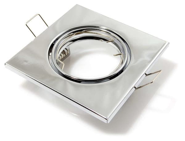 Drejelig LED indbygget spotlight firkantet metal krom ideel til GU10 50mm LED-pærer + GU10 Sati-fatning