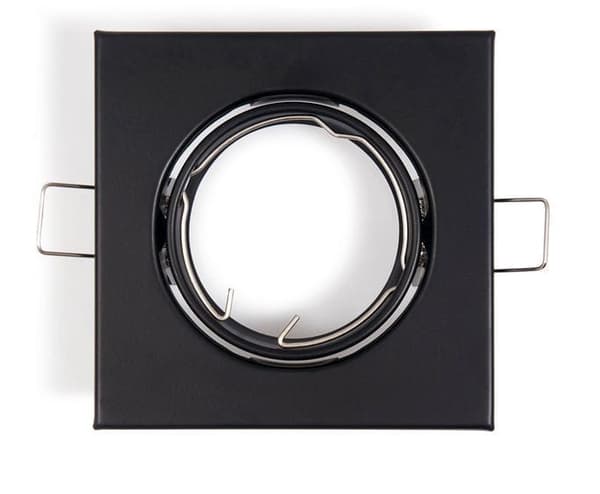 Drejelig LED indbygget spotlight firkantet metal sort ideel til GU10 50mm LED-pærer + GU10 Sati-fatning