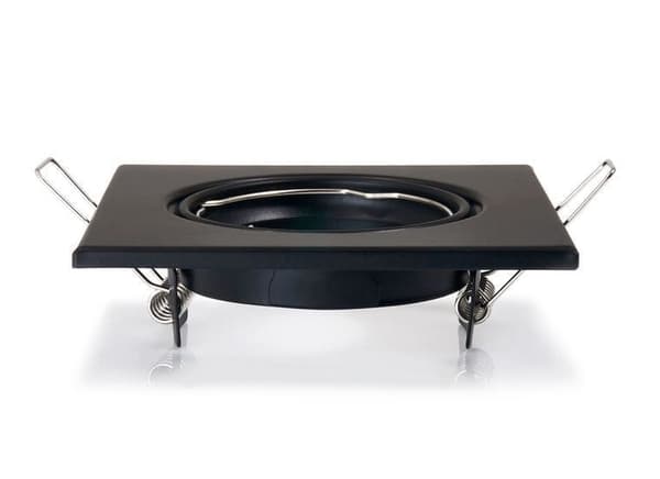 Drejelig LED indbygget spotlight firkantet metal sort ideel til GU10 50mm LED-pærer + GU10 Sati-fatning