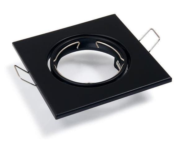 Drejelig LED indbygget spotlight firkantet metal sort ideel til GU10 50mm LED-pærer + GU10 Sati-fatning