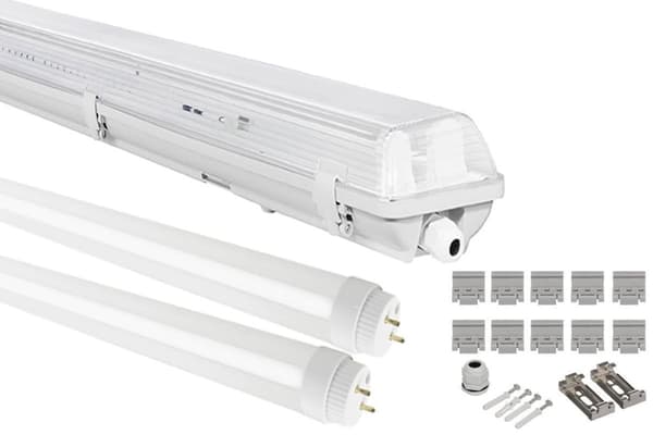x G13 LED-kosteudenkestävä valaisin IP65, 2 x T8 LED, 36 W 3600 LM 120 cm, neutraali valkoinen 4000 K