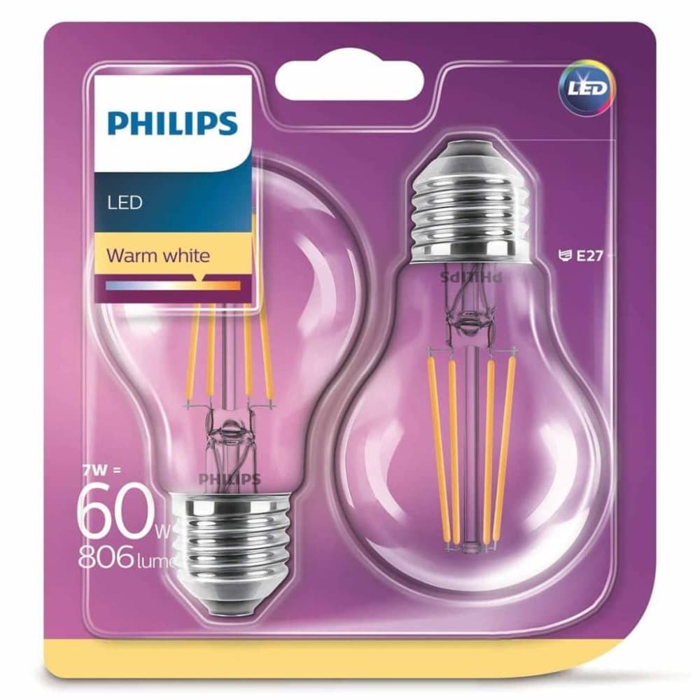 Philips LED-lyspærer 2 stk Classic 7 W 806 Lumens 929001387371