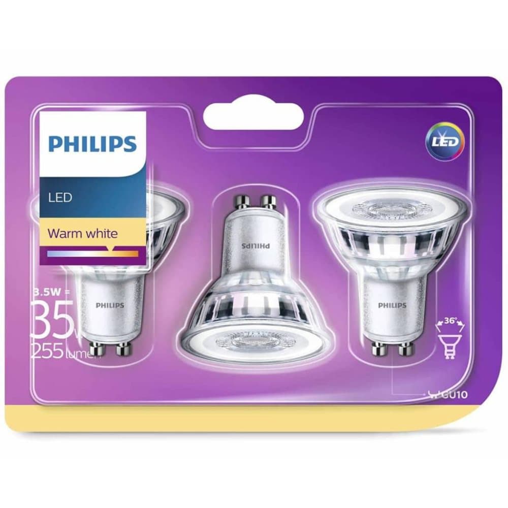 Philips LED-spotlyspærer 3 stk Classic 3,5 W 255 Lumens 929001217886