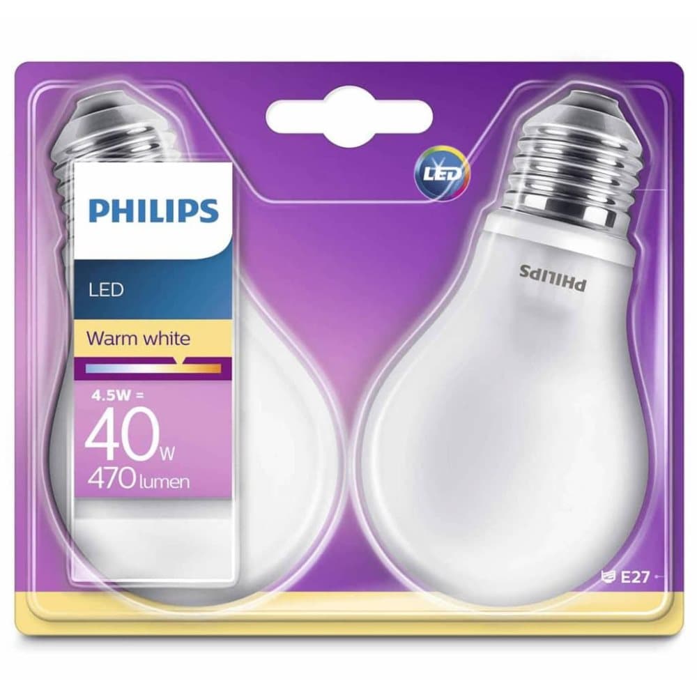 Philips LED-lyspærer 2 stk Classic 4,5 W 470 Lumens 929001242901