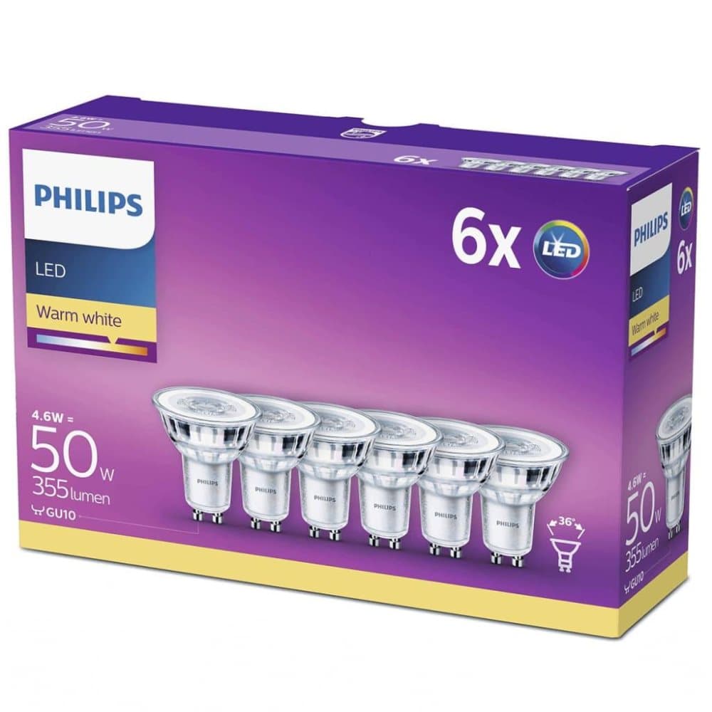 Philips LED-lyspærer 6 stk Classic 4,6 W 355 Lumens 929001215233