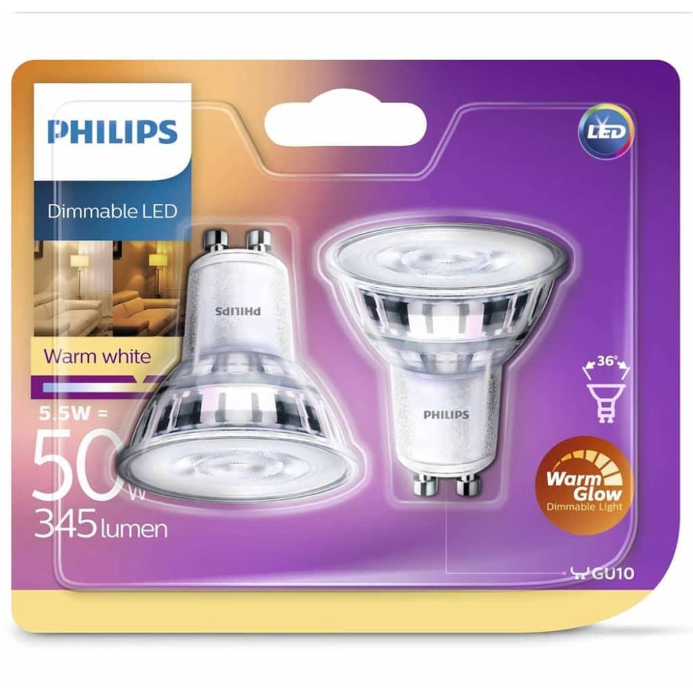 Philips LED-spotlyspærer 2 stk Classic 5,5 W 345 Lumens 929001364161