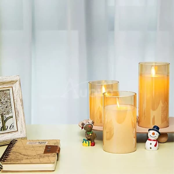3stk Moving Flame Candle Light Decor LED-lys med fjernkontroll