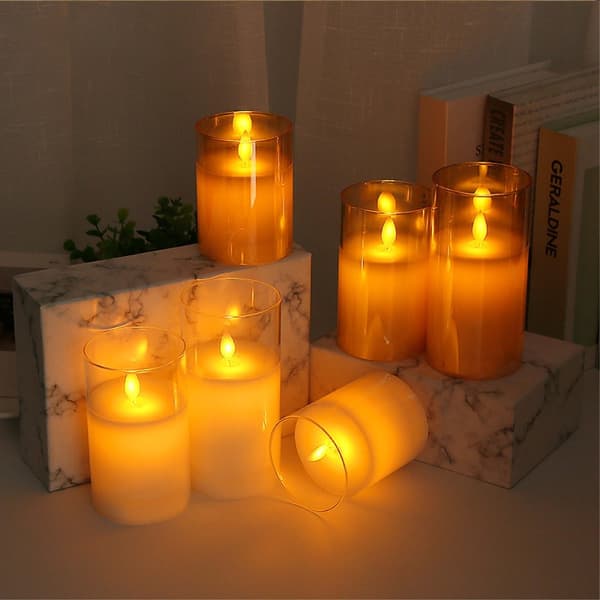 3stk Moving Flame Candle Light Decor LED-lys med fjernkontroll