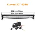 Miniatyrbillede 2 af 2: LED-lysbar, buet/ligelinje design, 7D 3-rækker teknologi., Buet 32 tommer ledning