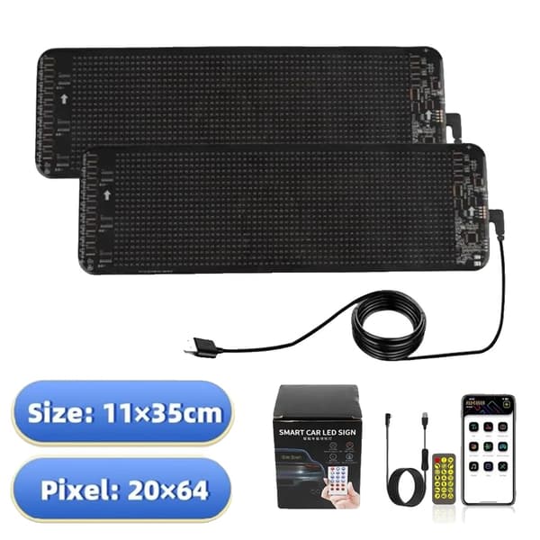 LED-auton silmät, muokattava näyttö, vedenkestävä muotoilu,2KPL 34.8cm x 10.2cm