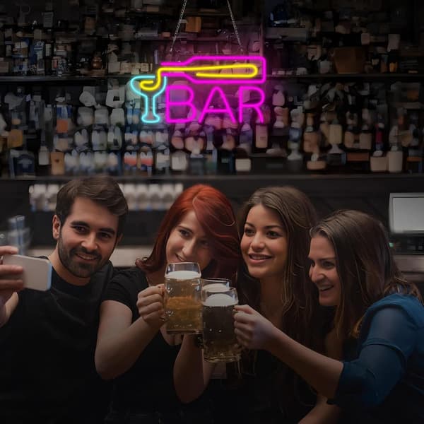 Bar Neonskilt, dæmpbar LED-bar til vægklistermærke, USB-drevet, æstetisk indretning til hjemmet, Bistro, Fest, Klub