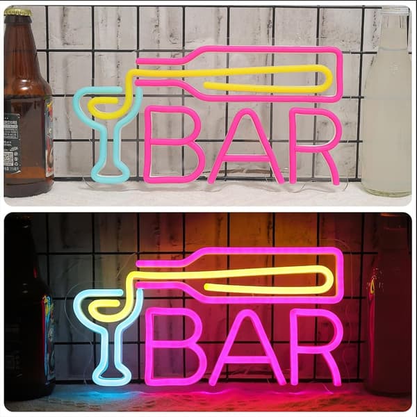 Bar Neonskilt, dæmpbar LED-bar til vægklistermærke, USB-drevet, æstetisk indretning til hjemmet, Bistro, Fest, Klub