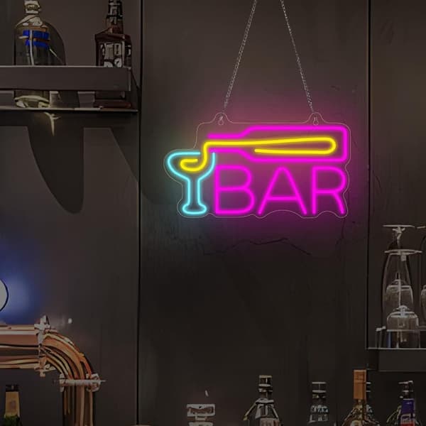 Bar Neonskilt, dæmpbar LED-bar til vægklistermærke, USB-drevet, æstetisk indretning til hjemmet, Bistro, Fest, Klub