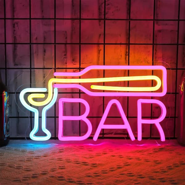 Bar Neonskilt, dæmpbar LED-bar til vægklistermærke, USB-drevet, æstetisk indretning til hjemmet, Bistro, Fest, Klub