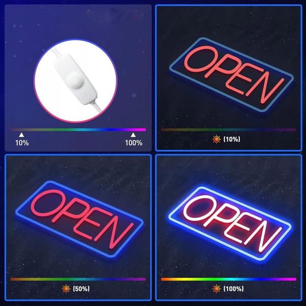 NEON LED SKILT ÅBEN FOR BUTIK CAFÉ LOKATION BAR USB VEDLÆG