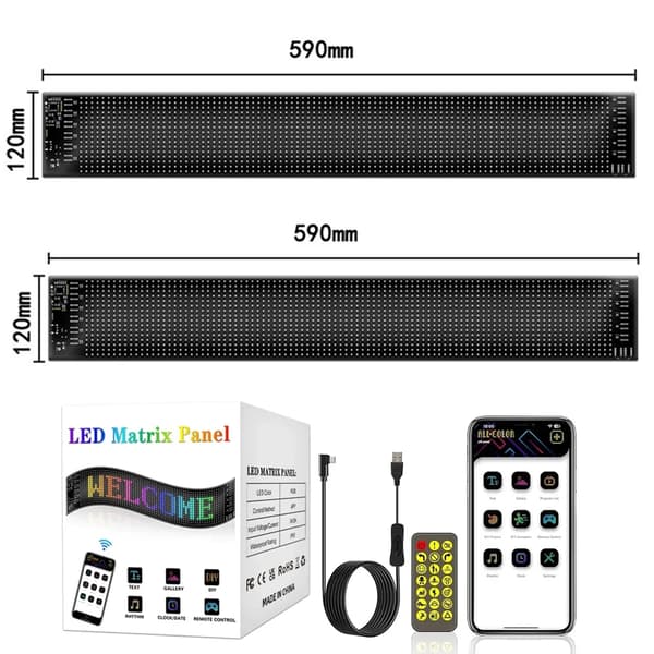 LED Bilögon Ljus, Anpassningsbar Skärm, Vattentålig Design,2ST 59.5cm x12cm