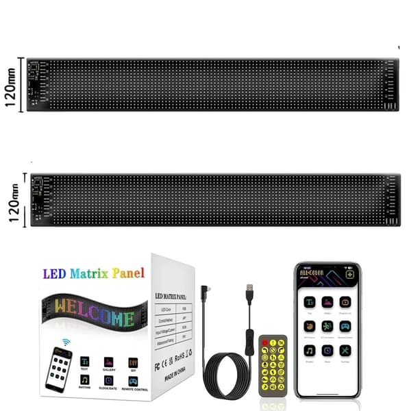 LED Bilögon Ljus, Anpassningsbar Skärm, Vattentålig Design,2ST 59.5cm x12cm