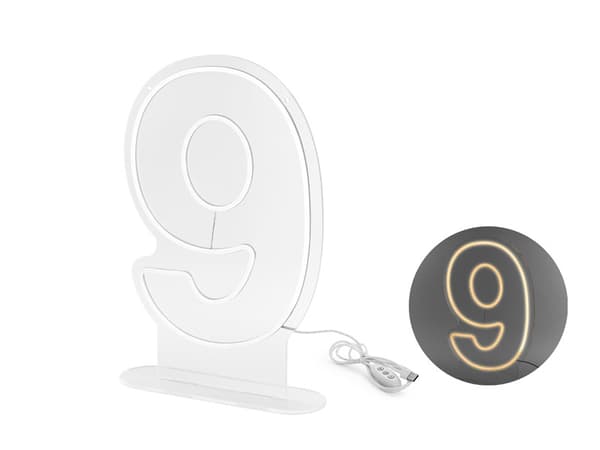 Neon LED - Nummer ''9'', vit, 50 cm