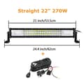 Miniatyrbillede 2 af 2: LED-lysbar, buet/ligelinje design, 7D 3-rækker teknologi., Lige 22 tommer ledning