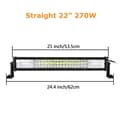 Miniatyrbillede 2 af 2: LED-lysbar, buet/ligelinje design, 7D 3-rækker teknologi., Lige 22 uden ledning
