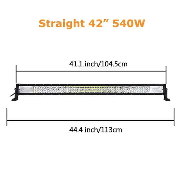 LED-lysbar, buet/ligelinje design, 7D 3-rækker teknologi., Lige 42 uden ledning