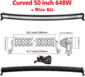 Miniatyrbillede 2 af 2: LED-lysbar, buet/ligelinje design, 7D 3-rækker teknologi., Buet 50 tommer ledning