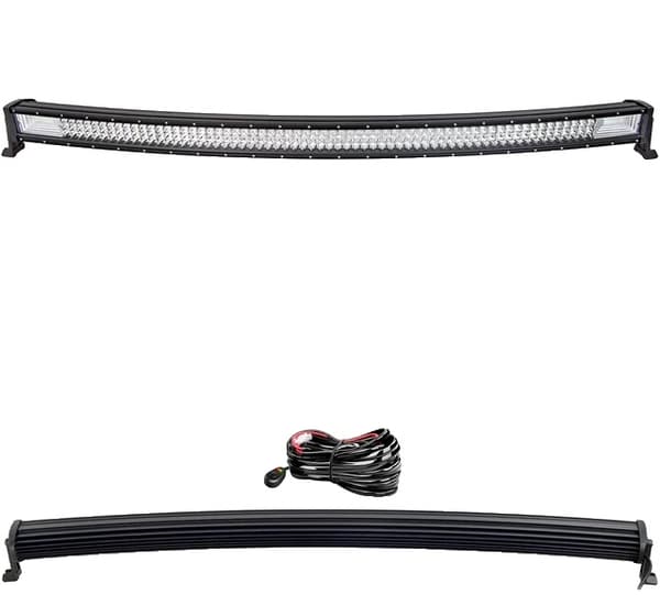 LED-lysbar, buet/ligelinje design, 7D 3-rækker teknologi., Buet 50 tommer ledning