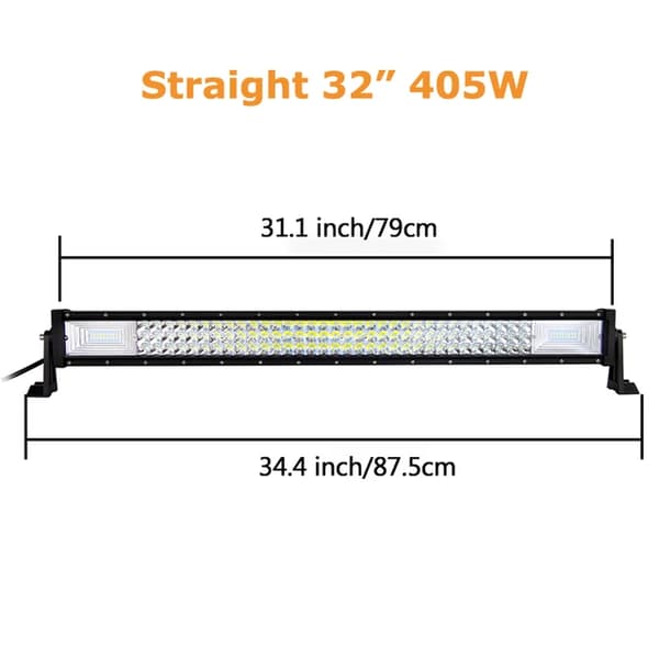 LED-ljusramp, böjd/rak design, 7D 3-radsteknologi, Rak 32 utan tråd