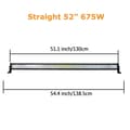 Miniatyrbillede 2 af 2: LED-lysbar, buet/ligelinje design, 7D 3-rækker teknologi., Lige 52 uden ledning