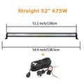 Miniatyrbillede 2 af 2: LED-lysbar, buet/ligelinje design, 7D 3-rækker teknologi., Lige 52 tommer ledning